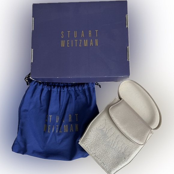 👛Explosion Oyster Sparkle Lame Handbag by Stuart Weitzman | Neutral Beige - Picture 3 of 15